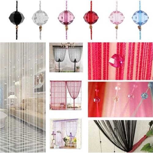 Tassel Curtain Crystal Beads Tassel Silk String Flash Curtain Window Door Divider Sheer Valance Door Windows Panel Home Curtains