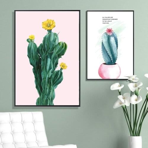 Nordic Hand-painted Cactus Potted Poster Print Canvas Painting Picture Aisle Home Wall Art Graffiti Bedroom Modern Decoration