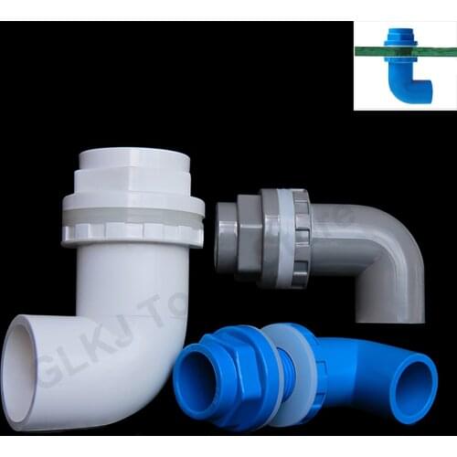 1pcs I.D 20/25/32/40/50mm Fish Tank Drain Joints 90 Elbow PVC Pipe Connector Garden Irrigation Aquarium Inlet Outlet Joints