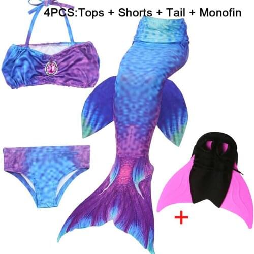 Children Mermaid Tails with Monofin Kids Girls Costume Swimming Mermaid Tail Swimwear Bikini Swimsuit Flipper for girls 2020 New