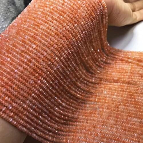 Sunstone Natural Gemstone Faceted roundel Loose Beads DIY Bracelet Necklace Earrings Making Jewelry 15inch