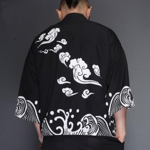 Kimono man Yukata Japanese Mens kimono cardigan Japanese clothing streetwear samurai costume haori Japanese kimono man TA002