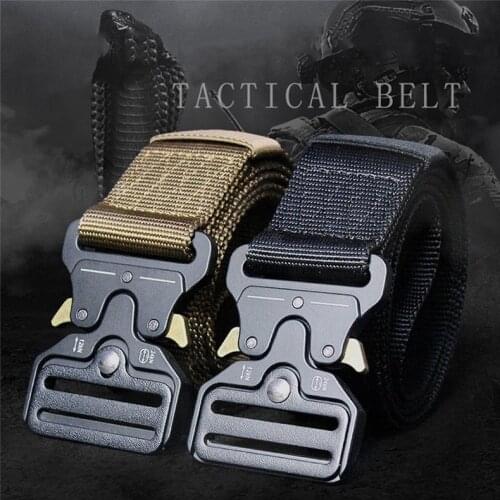 Cobra Tactical Hiking Belts Men Outdoor Fan Hook & Loop Nylon Belt Quick Release Heavy Duty Training Waistband