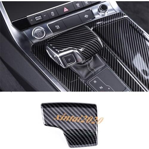 ABS Carbon Fiber Inner Gear Shift Knob Head Cover Trim For Audi A6 C8 2019-2020 Car Styling Accessories