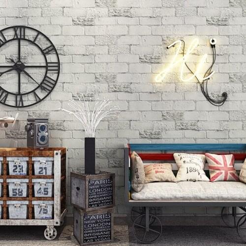 Waterproof Vintage 3D Stone Wallpaper Retro PVC Letter Printed Wall Brick Living Room Restaurant Rustic Textured Wallpaper Decor