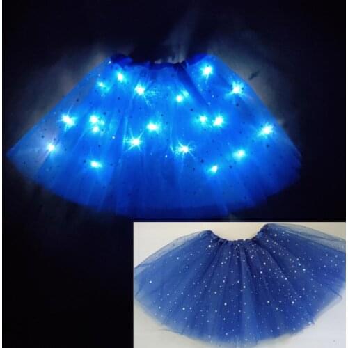 2020 new year Light LED Girl Kids Clothes Star Tutu Skirt Princess Party Tutus Tulle Pettiskirt Child Ballet Dance