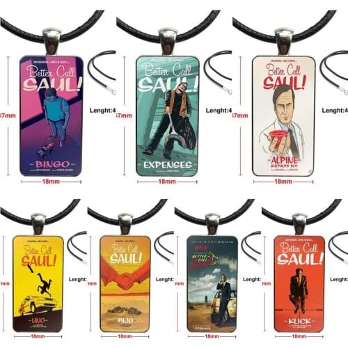 For Women Party Design Fashion Vintage Glass Women Rectangle Necklace Pendants Better Call Saul