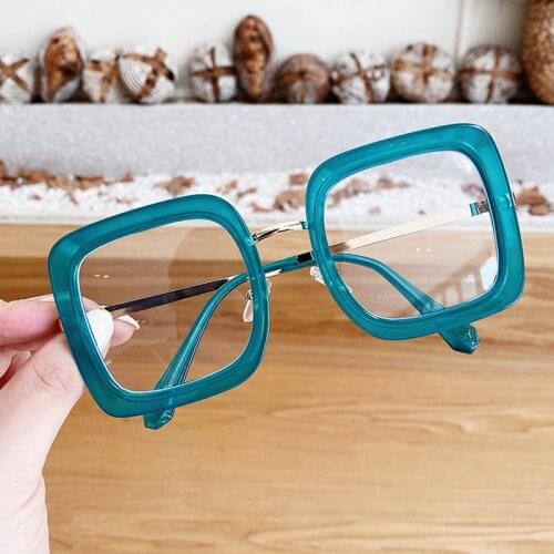 Anti-blue Light Square Clear Glasses Frame For Women 2020 Luxury Brand Black Blue Compouter Eyewear Female Alloy Elegant Shades
