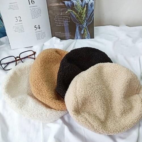 Women Girl Beret French Artist Warm Wool Winter Beanie Hat Cap Vintage Plain Beret Hats Solid Color Elegant Lady Winter Caps