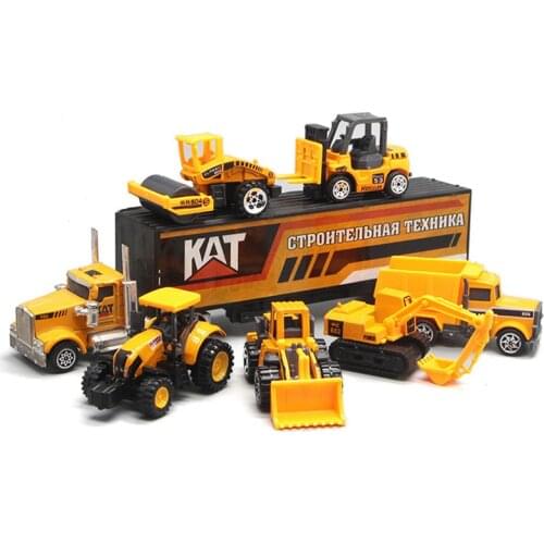 1/64 Storage Container Truck Plastic Construction Carrier Truck With 6 Mini Diecast Hot Alloy Wheels Cars Toys For Kids Gift
