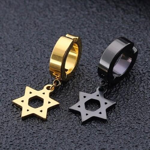 1Pc The Latest Hexagram Titanium Steel Flat Non-piercing Stainless Steel Round U-shaped Double-sided Spiral False Earrings