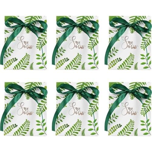 10Pcs Green Leaves Candy Box Wedding Favors Paper Gift Bag Box Packaging Hawaiian Jungle Birthday Party Decoration Supplies