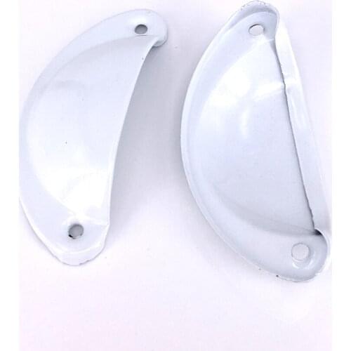 20pcs Door Drawer Cabinet Iron Shell Cup Semicircle white Handle Pull Knob With Screws 8cmx3.5cm