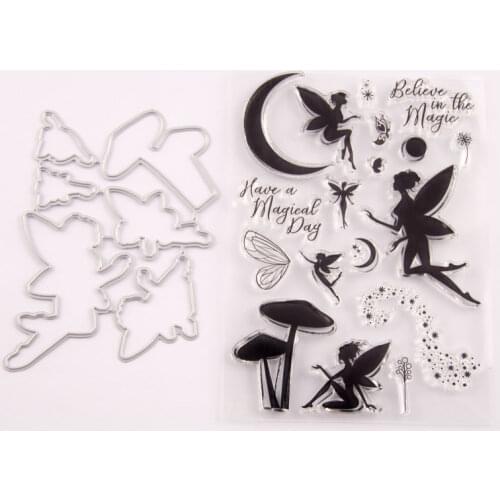 2020 Fairy Clear Stamp and Dies Metal Cutting Dies and Stamps Sets for Scrapbooking Card Album Making