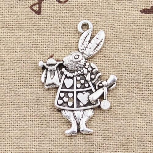 5pcs Charms Musical Rabbit Trumpet 36x23mm Antique Making Pendant fit,Vintage Tibetan Silver color,DIY Handmade Jewelry