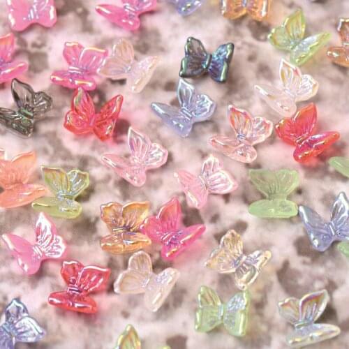 50Pcs Multicolor Beautiful Acrylic Butterfly Rhinestone For Diy Nail Arts Decorations Nail Ornaments UV Manicure Accessories