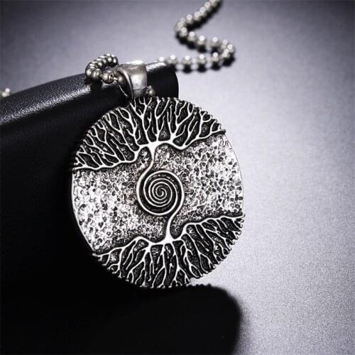 Vikings Amulet The Tree of Life Yggdrasil Nordic Talisman Pendant Necklace Steel Leather Chain Necklaces For Men Women Jewelry