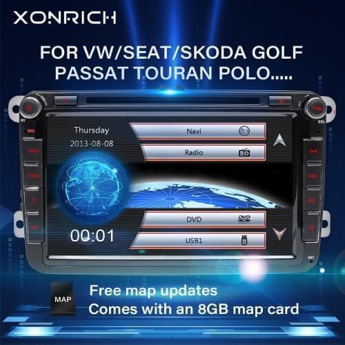 XONRICH 2 Din Car Radios GPS Multimedia Player For VW/Volkswagen/Golf/Passat/b7/b6/Skoda/Seat/Octavia/Polo/Tiguan Free Map Card