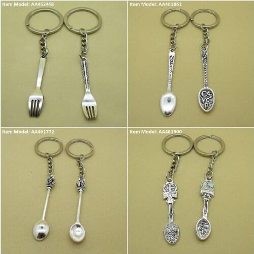 Keychain Keyring Dinner Fork Currency Symbol Spoon Tablespoon Bag Charms Key Chains Rings