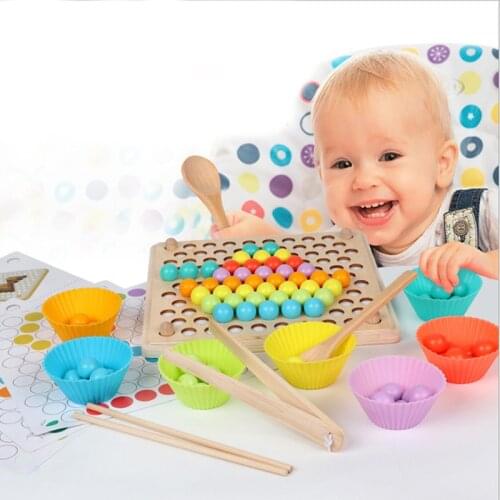Kids Toys Montessori Wooden Toys Hands Brain Training Clip Beads Puzzle Board Math Game Baby Early Educational Toys For Children