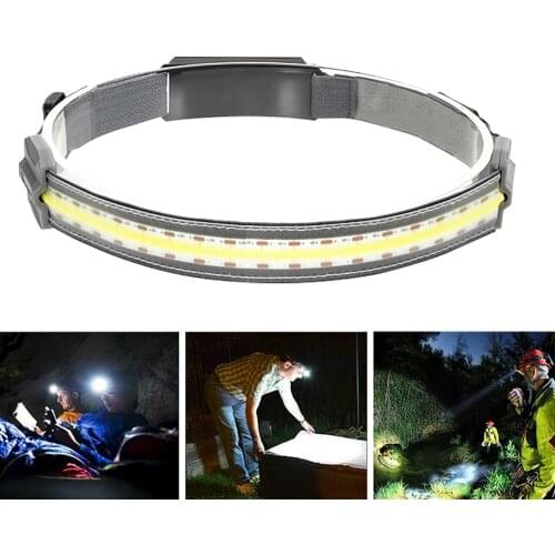 Rechargeable Headlamp Powerful COB Flashlight Head Lamp Torch Flash Warning SOS Work Light for Camping Fishing Hiking Hunting