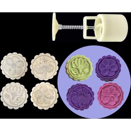 YU-NIYUT Mooncake Mold 50g Cookie Cutter with 3D Flower Stamps Green Bean Pastry Mould Epoxy Mold for DIY Jewelry Craft Making