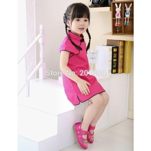 2017 New Year Chinese Girls dress baby girl clothes QIPAO cheongsam cotton Traditional dresses