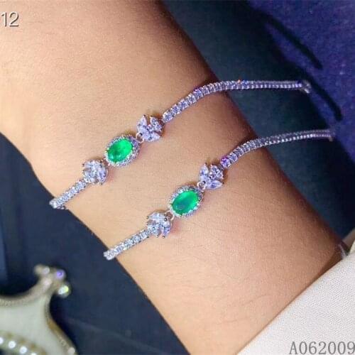 KJJEAXCMY fine jewelry 925 sterling silver inlaid natural emerald bracelet popular girl new hand bracelet support testing