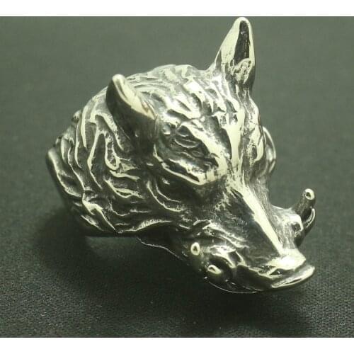 Size 7 to Size 15 316L Stainless Steel Cool Wild Boar Newest Ring For Hunting