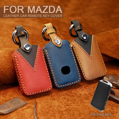 Leather Car Key Cover For Mazda 3 Sedan Hatchback 2019 CX-30 CX-5 CX-9 2020 CX50 Keychain Smart Remote Control Protector Case