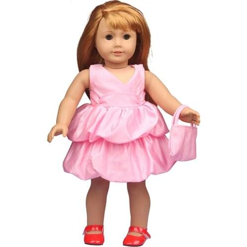 New Fashion 18 Inch Doll Pleated Skirt Set For 43 cm Reborn Dolls Toys For Girls Pink Dress For 1/3 BDJ Our Generation Dolls