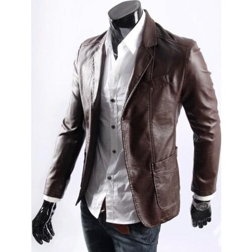 M-7xl 2020 Spring New Mens Fashion Plus Size Leather Suit Blazer Leather Clothing Men Slim Pu Leather Coat Male Korean Jackets