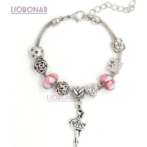 Fashionable Jewelry European Bracelet Heart Hallow Ball Heart Bead Ballerina Charm Bracelets for Women