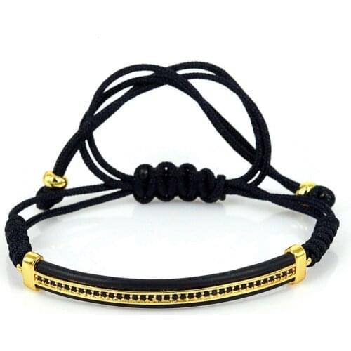 Men Leather Bangles & Bracelets Riviere Protecting Micro Pave Black CZ Macrame Bracelet Famous Brand for Men