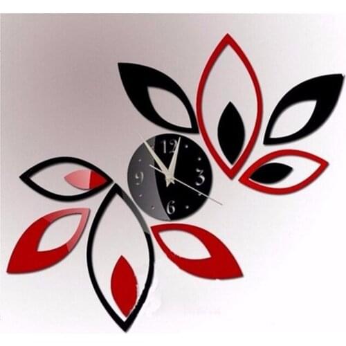 1 Pcs Wall Clock Sticker Wall Paper Lotus Decoration Mirror Sticker Acrylic DIY Decal For Office Home Decoration Accessories