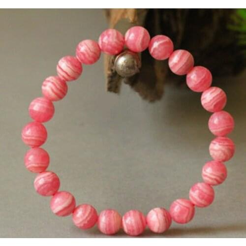 6-9mm 100% Natural Rose Rhodochrosite Bracelets Argentina Barrel Beads Bracelet Woman Gemstone Fashion New style AAAAA