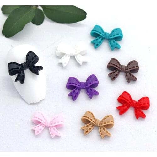 New Frosted Bowknot Nail Art Accessories Acrylic Flat Back Multi-Color Fashion Fingernail DIY Decoration 30/100pcs