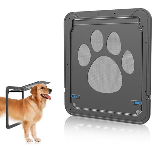 New Arrival Lockable Dog Cat Kitten Door Security Flap Door Nylon Mesh Footprint Animal Small Pet Cat Dog Gate Door Pet Supplies