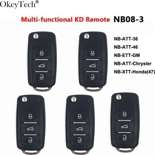 Okeytech 5PCS/LOT NB08 Universal Multi-functional KD Remote 3 Buttons NB Series Key For KD900 URG200 Remote Master