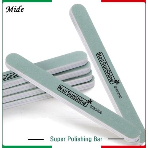 10pcs Nail File 600/3000 Wooden Nail Buffer Professional Sandpaper Nail Polish Polishing File Strong Green Sanding Manicure Tool