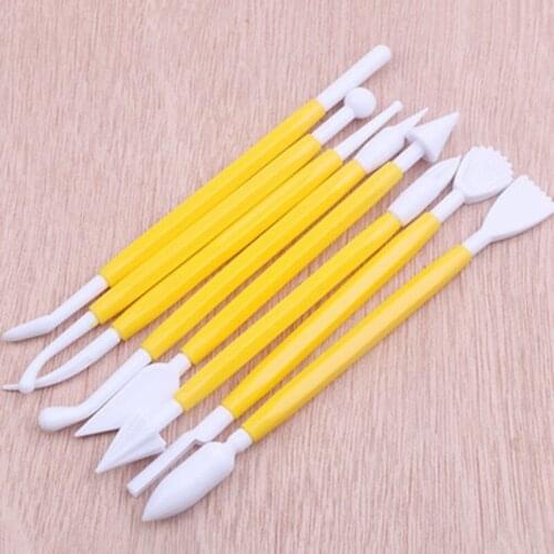 Useful 8Pcs/Set Fondant Carving Knife Kits Biscuit Icing Sugar Needle Cake Needle Baking Tool Kitchen Baking Tool 5 Colors