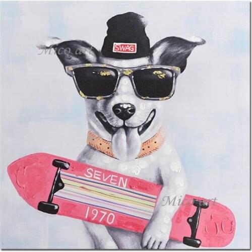 Lovely Cartoon Pet Dog Picture Oil Painting Wall Decorative Canvas Cartoon Animal Picture Wall Art High Quality Paintings