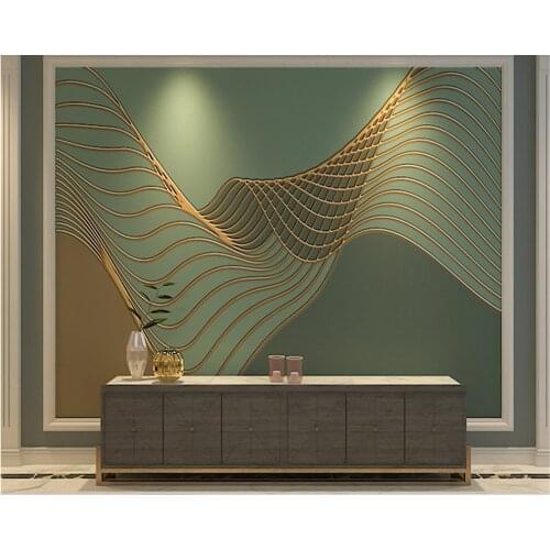 Beibehang papel de parede Simple modern wallpaper living room TV background wall paper bedroom light luxury 3d line green mural