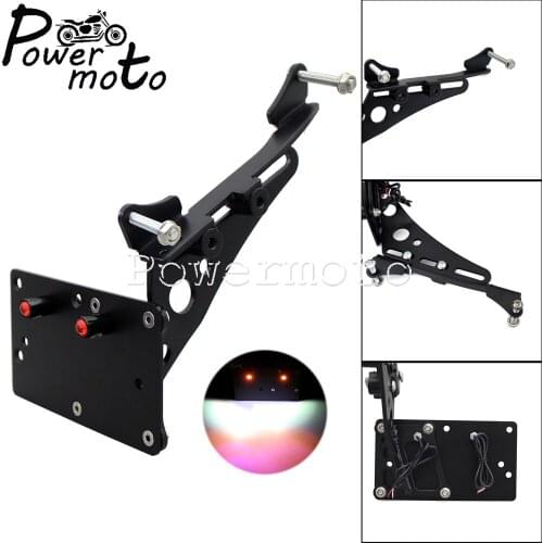 Adjustable Side Mount License Plate Bracket LED Licence Plate Frame Taillights for Harley Sportster XL883 XL1200 2004-2017