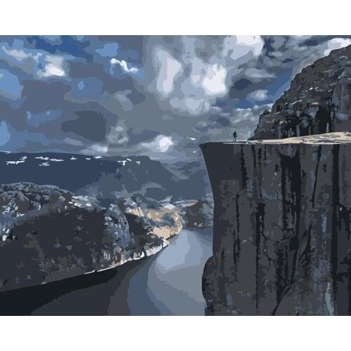 ROYALDREAM Mountains and rivers Abstract Painting Diy Digital Painting By Numbers Modern Wall Art Picture For Home Wall Artwork