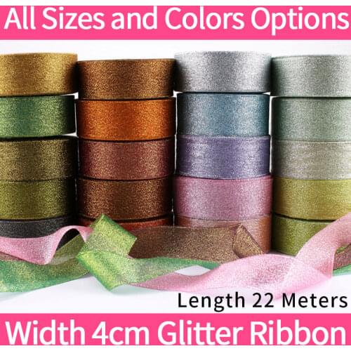 4cm Making Bowknot Or Rose Red Bake Belt Gold Silver Glitter Metallic Ribbon Roll Baking Packing Tape For Gift Box Package