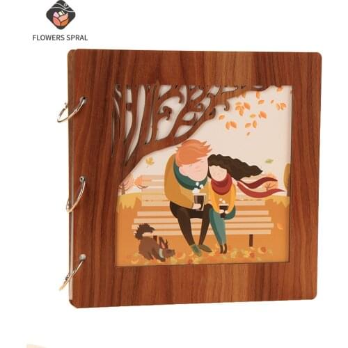 Color Wooden Cover DIY Handmade Self-Adhesive Photo Album, Family Memorial Set, Graduation Album, Christmas Gift