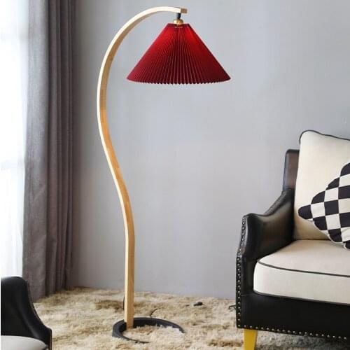 Living Room Led Floor Lamp American Retro Pleated Northern European Light Luxury Bedroom Bedside Lamp Chinese Floor Lamp