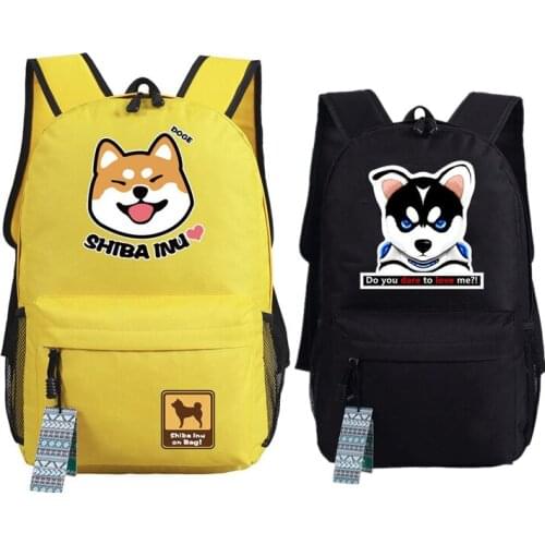 Shiba Inu Doge Women Backpack Smile Face Oxford Travel School Bags Mochila Feminina Gifts Laptop Bagpack Cute Husky Bookbag