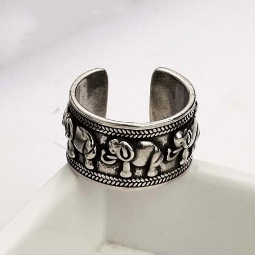 Female Finger Ring Accessories Animal Trendy Lady Silver 925 Rings For Women Jewelry Fashion Elephant Black Ring Girl Bijou
